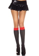 Two Tone Opaque Knee High Black Red