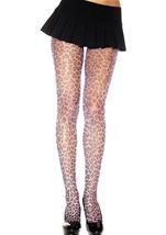 Leopard Print Fishnet Pantyhose Gray And Black