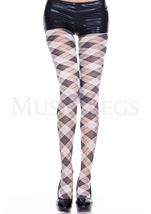 Multi Color Argyle Pantyhose Black Grey 