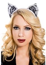 Pearl Cat Ear Headband Black And White