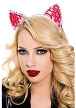 Pearl Cat Ear Headband Red & White