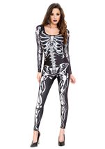 Adult Skeleton Print Women Catsuit Black