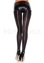Black Opaque Pantyhose with Small Cutout Design