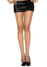 Diamond net spandex pantyhose Black