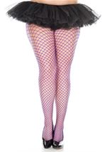 Plus Size Diamond Net Pantyhose Purple