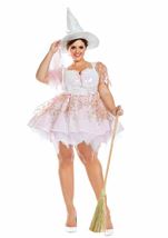 Adult White Magic Witch Woman Plus Sequin Costume