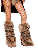 Faux Fur Leg Warmers With Strap Detail 