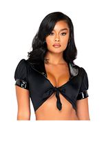 Adult Schoolgirl Collared Tie Top Black