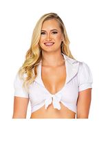 Adult Schoolgirl Collared Tie Top White