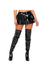 Adult Pleated Vinyl Women Skirt Black