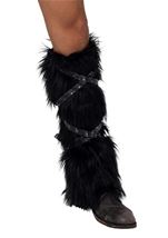 Black Faux Fur Men Leg Warmer