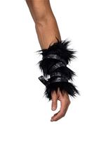 Black Faux Fur Men Arm Cuffs