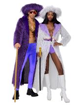 Adult White Fur Trim High Roller Pimp Women Costume