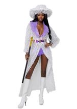 Adult White Fur Trim High Roller Pimp Women Costume