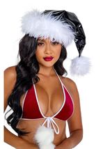 Faux Fur Vinyl Black And White Santa Hat