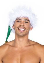 Adult Elf Holiday Green Vinyl Hat With Fur Trim