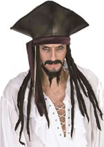 Caribbean Pirate Hat With Dreadlocks