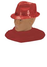 Sequin Fedora Hat Red
