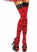 Adult Red And Black Polka Dot Lady Bug Women Thigh Highs