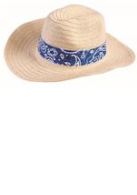 Western Straw Hat with Blue Bandana