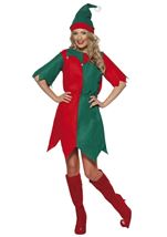 Adult Santas Helper Red Green Elf Women Costume