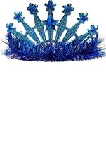 Stars Gem and Tinsel Fringed Crown Tiara Blue 