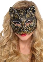 Glitter Gold Scroll Cat Mask