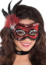 Spider Web Feather Half Mask