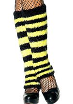 Adult Bumblebee Striped Leg Warmers Black Yellow