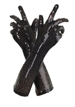 Black Sequin Gloves Adult