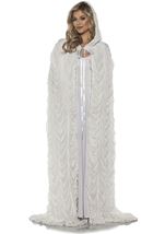 Double Layered Hooded Women Coffin Cape White