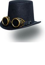Steampunk Top Hat with Goggles Black