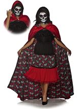 Adult Dia De Los Muertos Cape Red