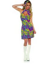 Black Light Reactive Hippie Women Costume 