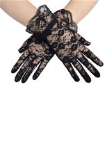 Women Lace Wrist Gloves Black