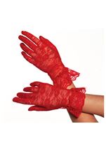 Women Lace Wrist Gloves Red