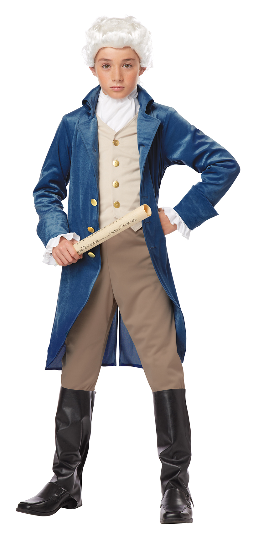 California Costumes Boys George Washington Halloween Costume, Blue, Large