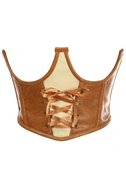 Adult Steel Boned Leather Open Cup Waist Cincher Corset