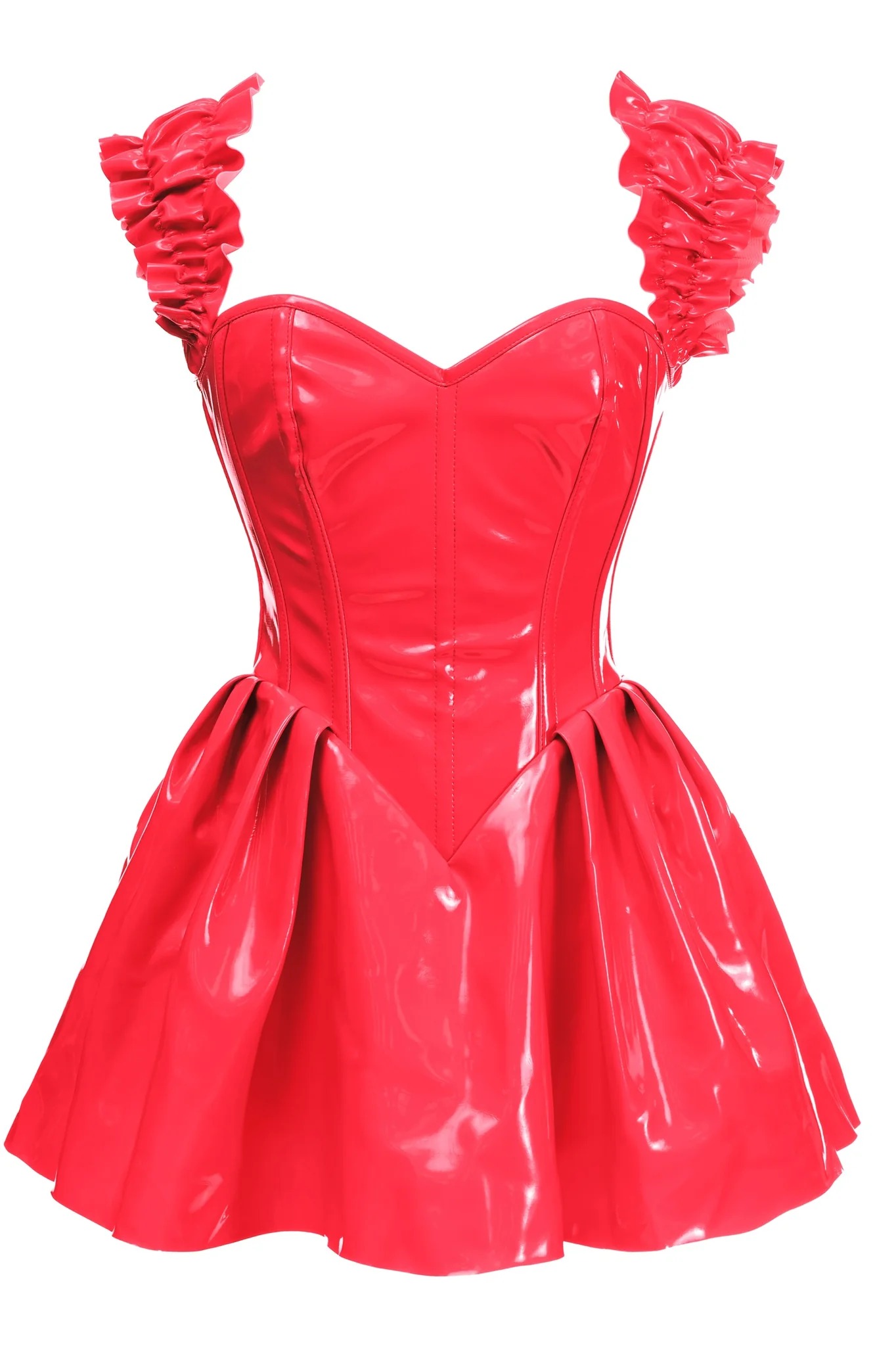 Adult Red Patent PVC Vinyl Corset Dress Women Costume 131.99