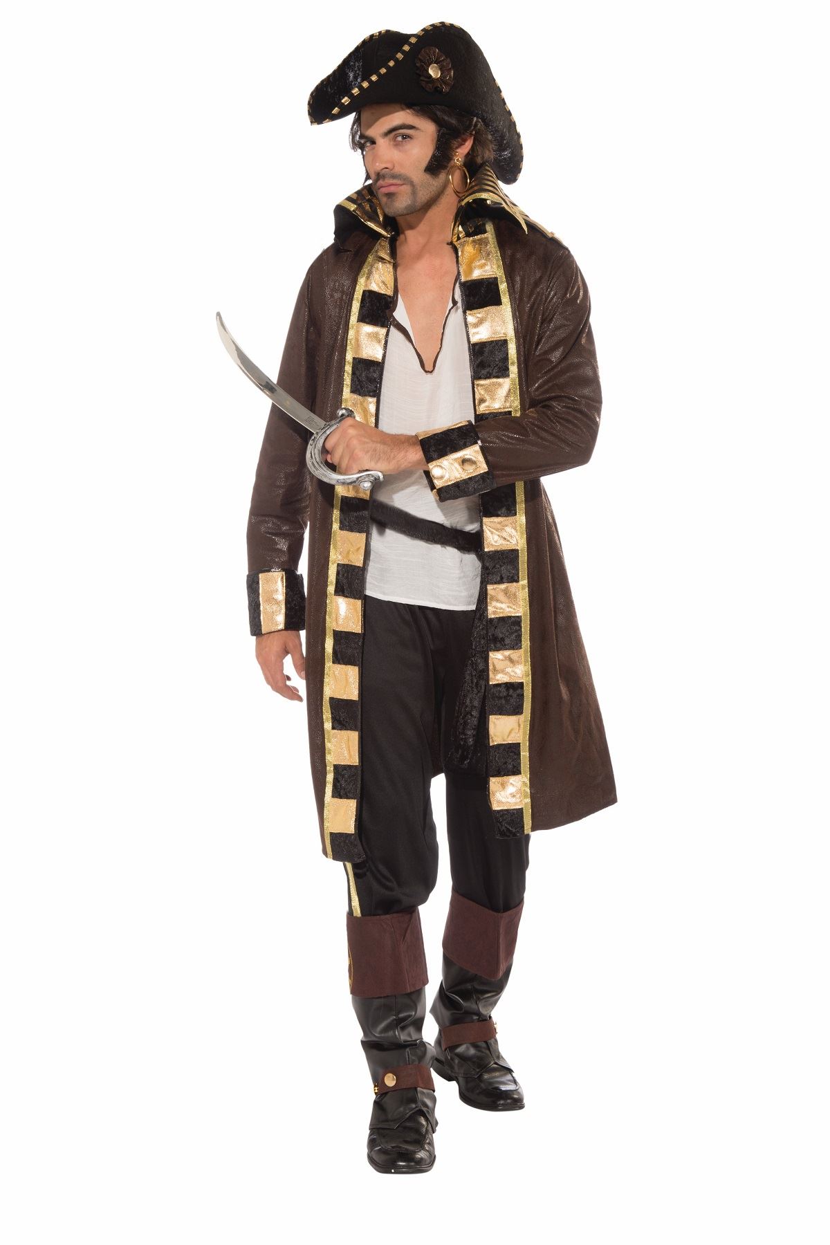 Buccaneer  Caribbean Captain Pirate Man Adults Mens Fancy Dress Costume 