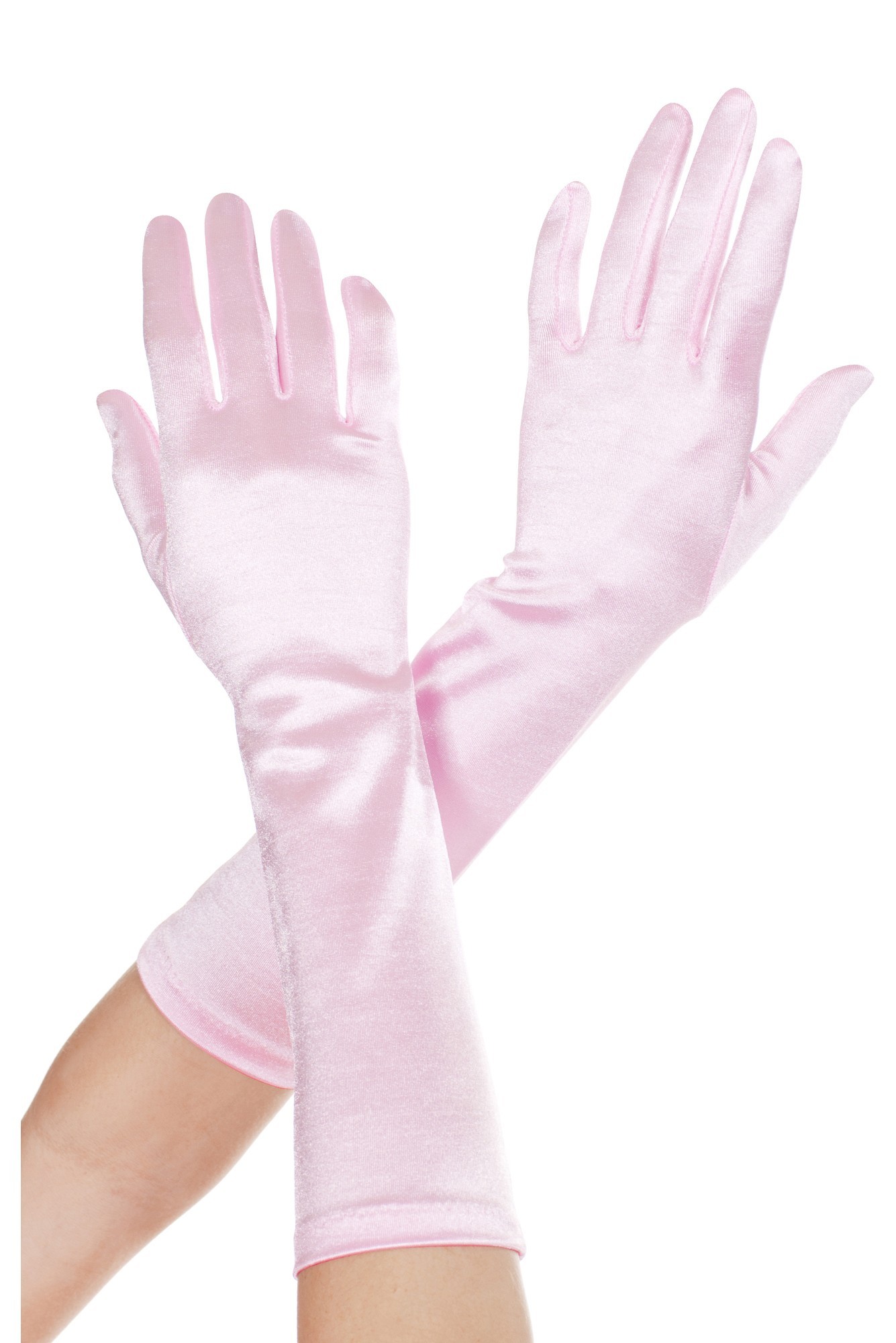 pink satin gloves