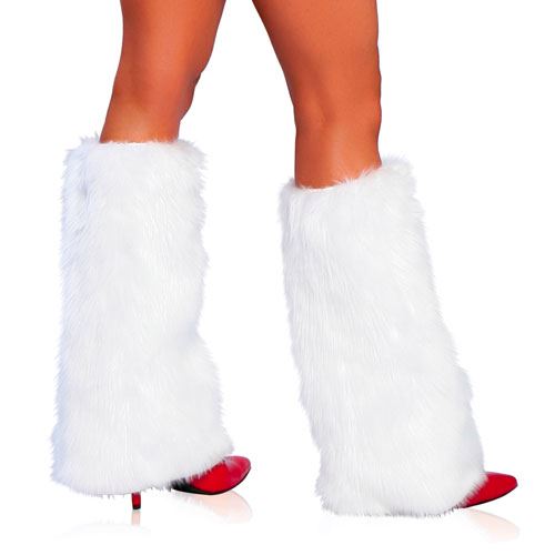 Adult Deluxe Furry White Leg Warmers, $25.99