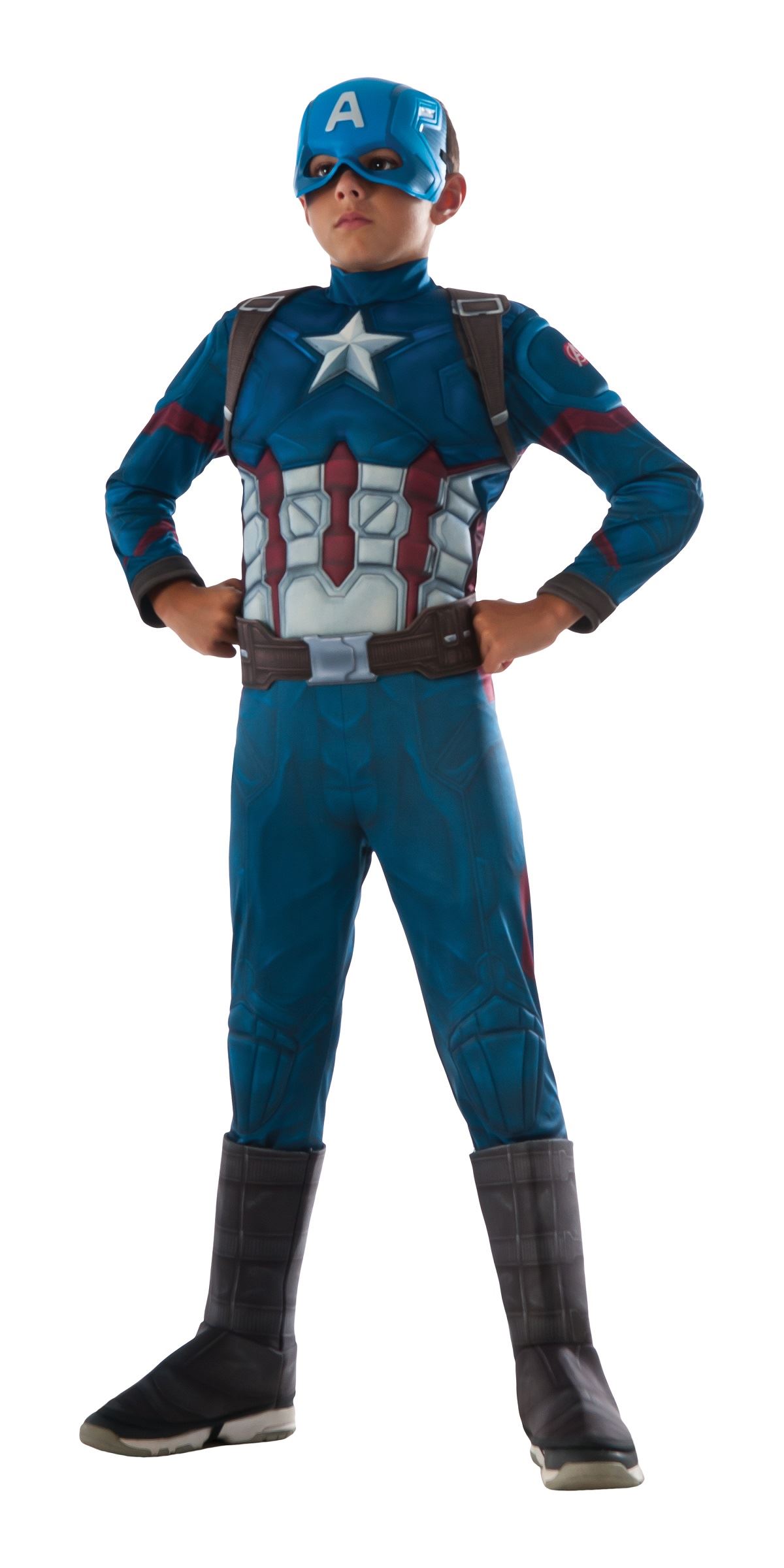 Avengers Captain America Muscle Chest Kid Outfit Fancy Dress Costume Party UK 